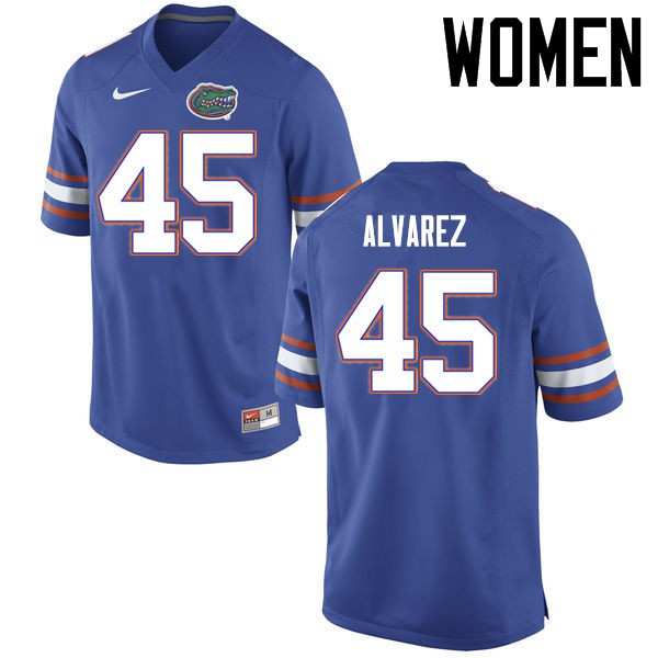 Florida Gators Women #45 Carlos Alvarez College Football Jerseys Blue